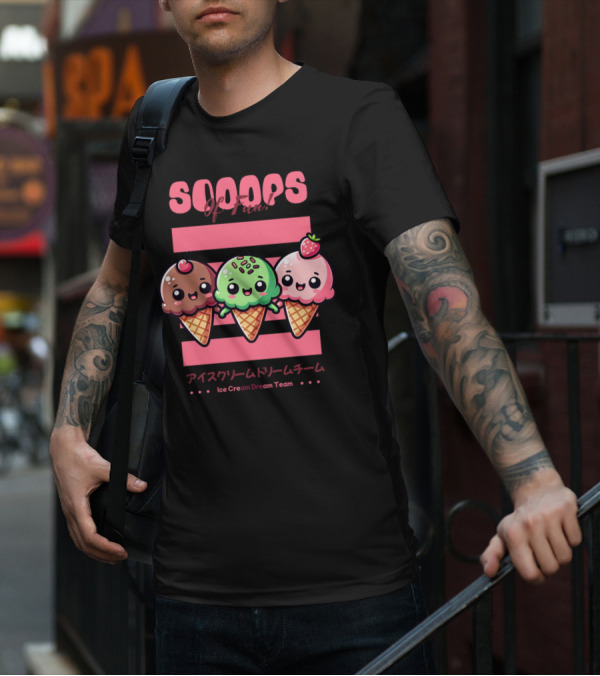 Scoops Of Fun Ice Cream Dream Team Kawaii Cones T-Shirt