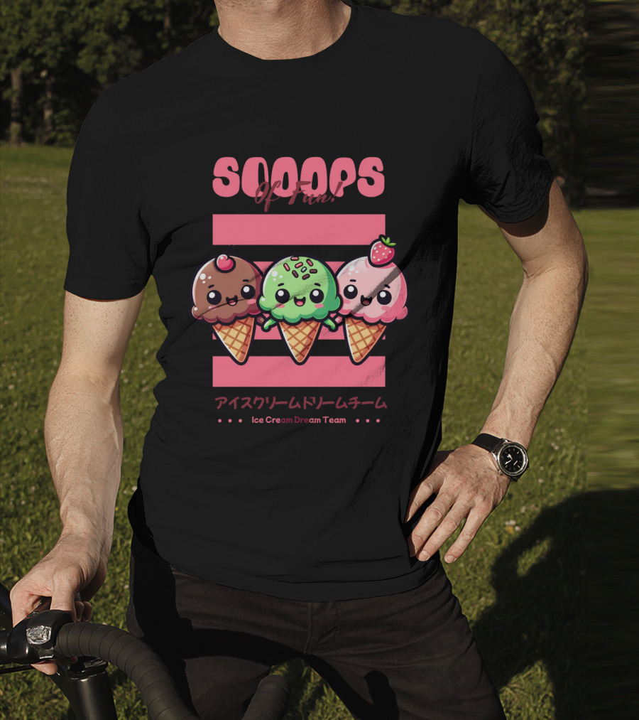 Scoops Of Fun Ice Cream Dream Team Kawaii Cones T-Shirt