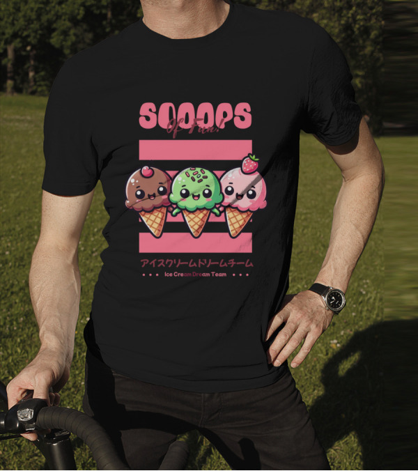 Scoops Of Fun Ice Cream Dream Team Kawaii Cones T-Shirt