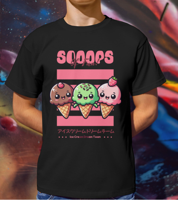 Scoops Of Fun Ice Cream Dream Team Kawaii Cones T-Shirt