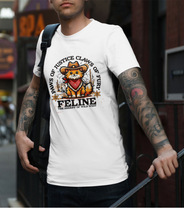 Paws Of Justice Claws Of Fury Feline The Sheriff Of Wild West T-Shirt