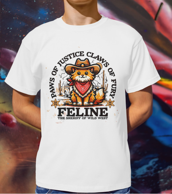 Paws Of Justice Claws Of Fury Feline The Sheriff Of Wild West T-Shirt