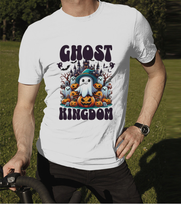Ghost Kingdom Halloween Ghosts And Pumpkins Witches Hat Haunted Castle T-Shirt