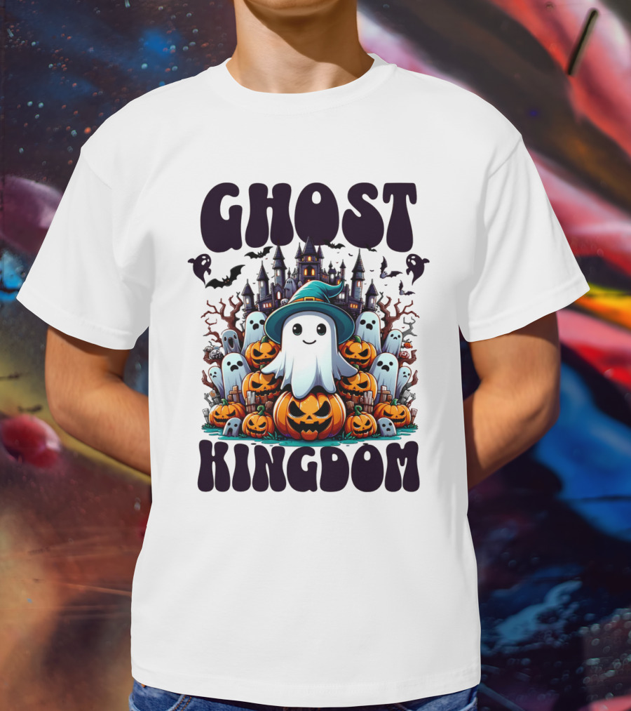 Ghost Kingdom Halloween Ghosts And Pumpkins Witches Hat Haunted Castle T-Shirt