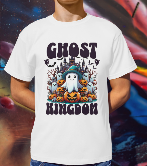 Ghost Kingdom Halloween Ghosts And Pumpkins Witches Hat Haunted Castle T-Shirt