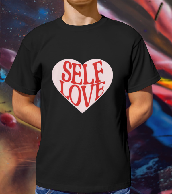 SELF LOVE Heart Retro Bold Typography T-Shirt