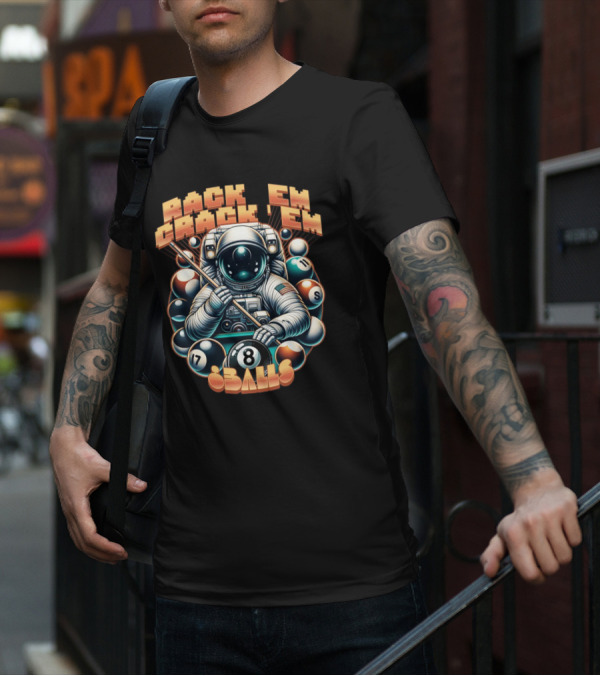 Rack 'Em Crack 'Em 8 Balls Astronaut T-Shirt