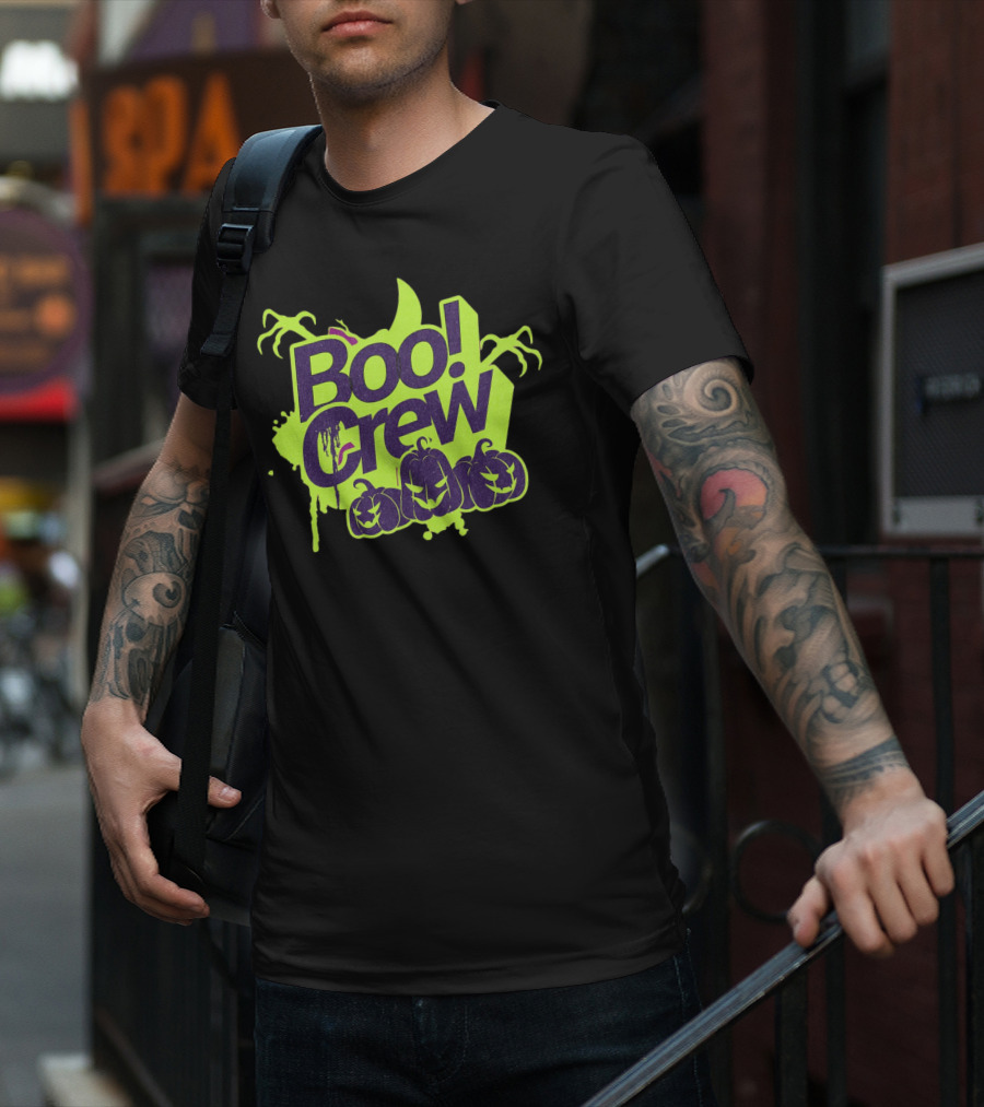 Boo Crew Halloween Pumpkins With Spooky Moon And Trees T-Shirt