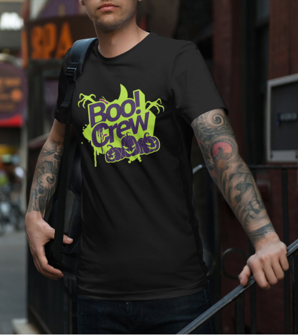 Boo Crew Halloween Pumpkins With Spooky Moon And Trees T-Shirt