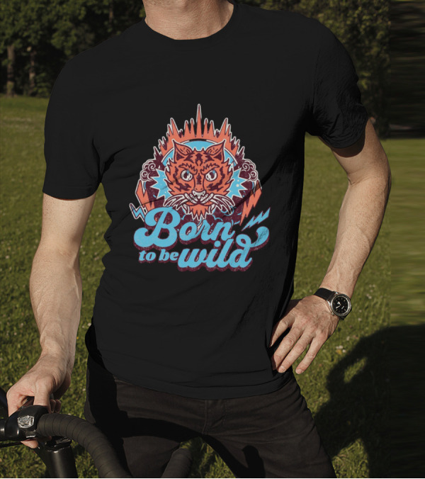 Born To Be Wild Tiger Vintage Style Retro Lightning Burst T-Shirt