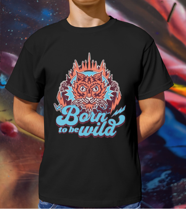 Born To Be Wild Tiger Vintage Style Retro Lightning Burst T-Shirt