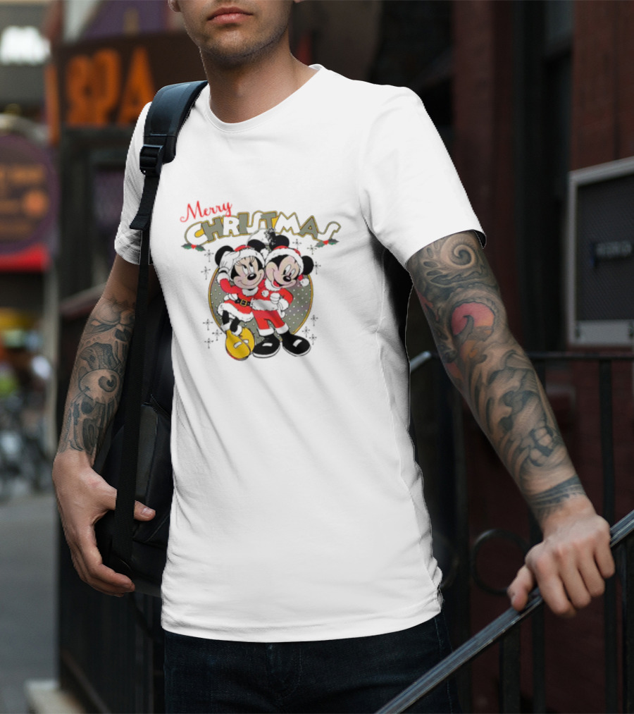 Disneyland Merry Christmas Mickey And Minnie T-Shirt