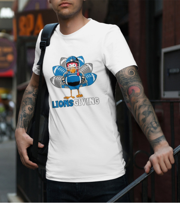Lionsgiving Detroit Lions Thanksgiving Turkey Football T-Shirt