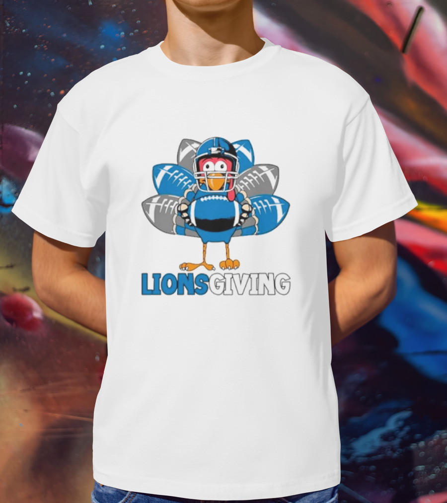 Lionsgiving Detroit Lions Thanksgiving Turkey Football T-Shirt