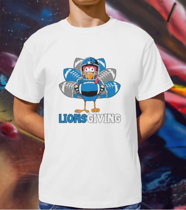 Lionsgiving Detroit Lions Thanksgiving Turkey Football T-Shirt
