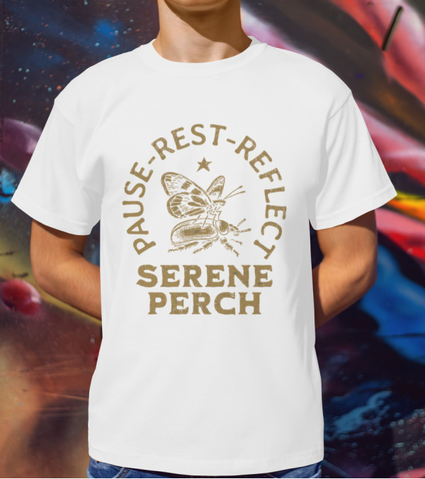 Pause Rest Reflect Serene Perch Butterfly And Star T-Shirt