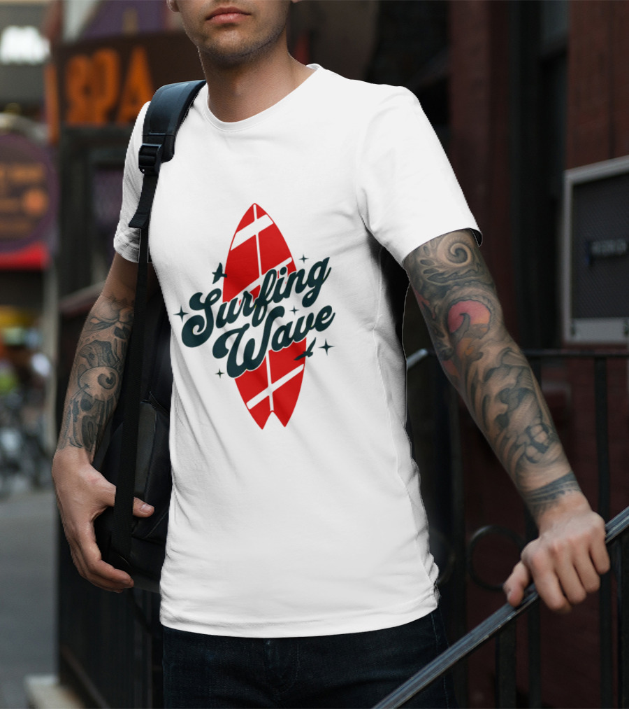 Surfing Wave Red Surfboard T-Shirt