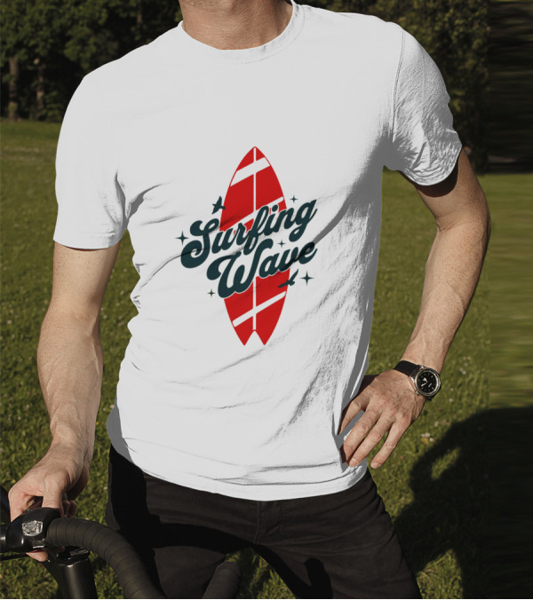Surfing Wave Red Surfboard T-Shirt