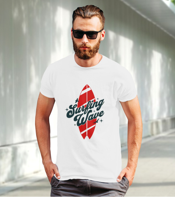 Surfing Wave Red Surfboard T-Shirt