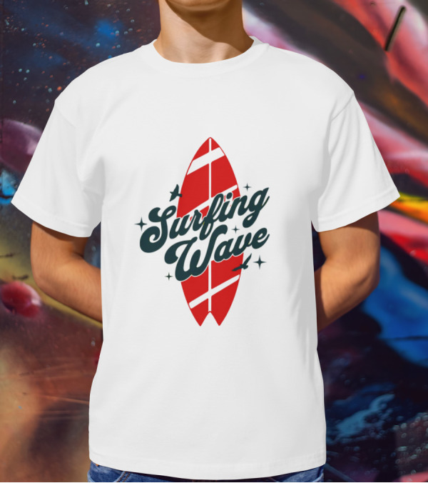 Surfing Wave Red Surfboard T-Shirt