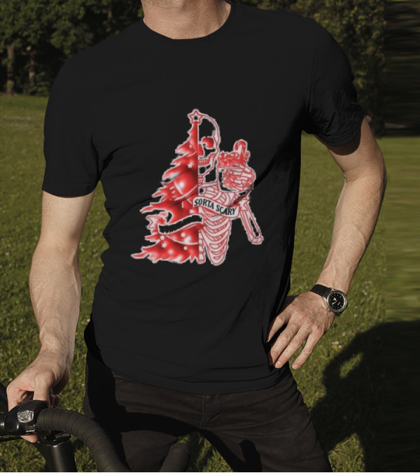 Skeleton Sorta Merry Sorta Scary Christmas Tree Splittinwigz T-Shirt