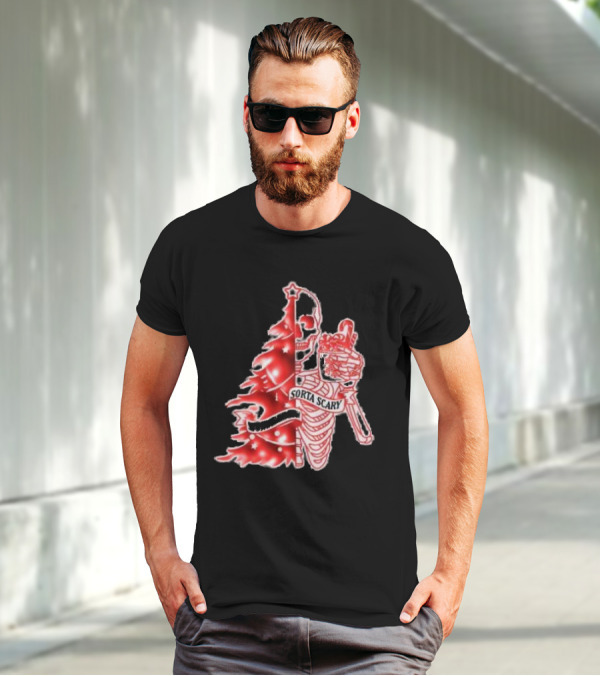 Skeleton Sorta Merry Sorta Scary Christmas Tree Splittinwigz T-Shirt