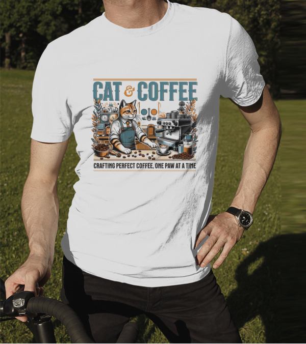 CAT And COFFEE Crafting Perfect Coffee One Paw At A Time T-Shirt