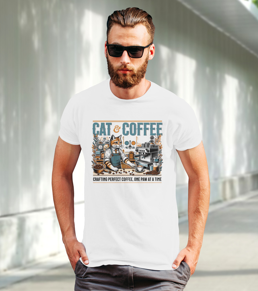 CAT And COFFEE Crafting Perfect Coffee One Paw At A Time T-Shirt