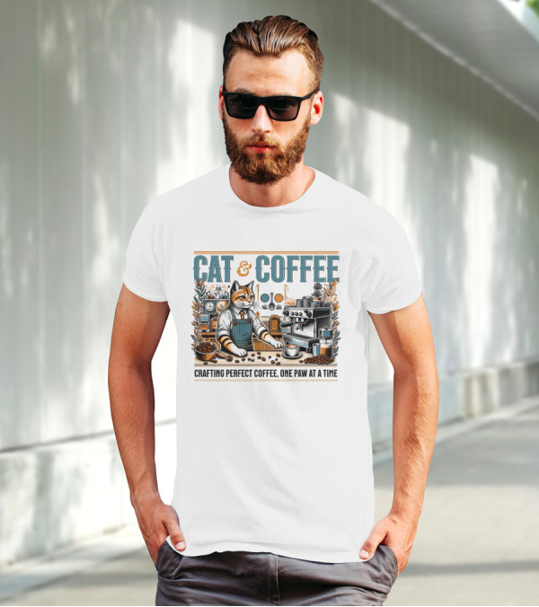 CAT And COFFEE Crafting Perfect Coffee One Paw At A Time T-Shirt