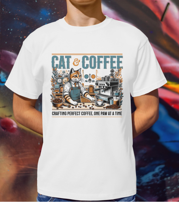 CAT And COFFEE Crafting Perfect Coffee One Paw At A Time T-Shirt