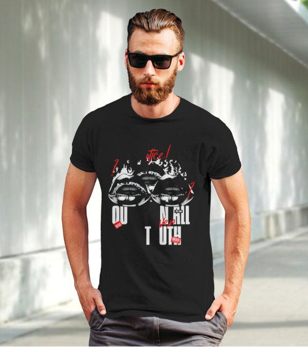 Out Veril Truth Notice Lips Question Flames T-Shirt