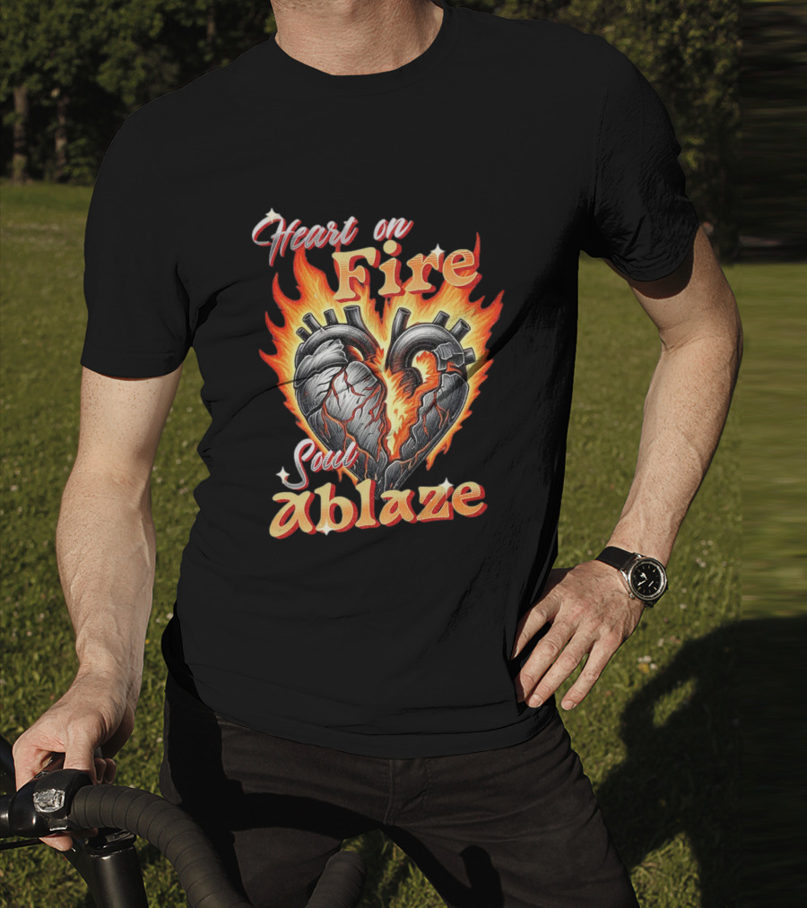 Heart On Fire Soul Ablaze Fiery Heart T-Shirt
