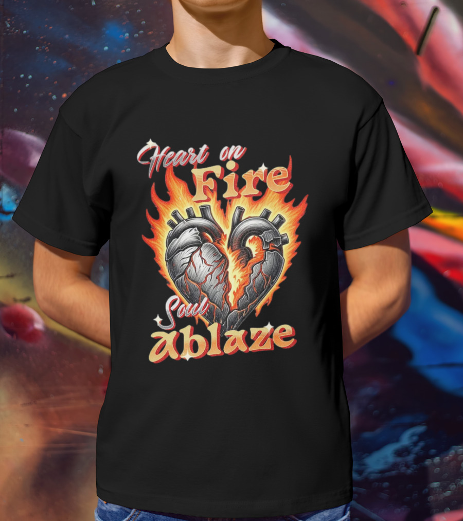 Heart On Fire Soul Ablaze Fiery Heart T-Shirt