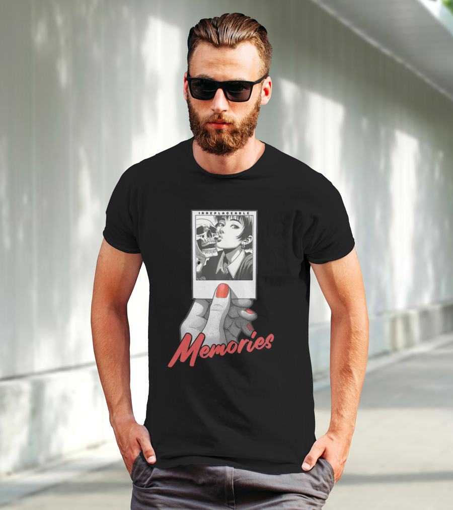 Irreplaceable Memories Polaroid With Skull Kiss T-Shirt