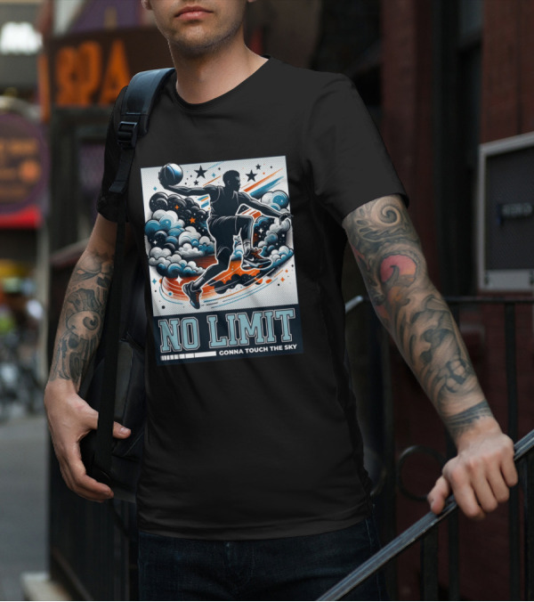 NO LIMIT GONNA TOUCH THE SKY Basketball Player Dynamic Clouds And Stars T-Shirt