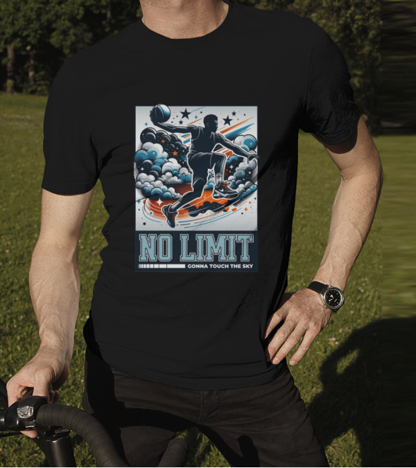 NO LIMIT GONNA TOUCH THE SKY Basketball Player Dynamic Clouds And Stars T-Shirt