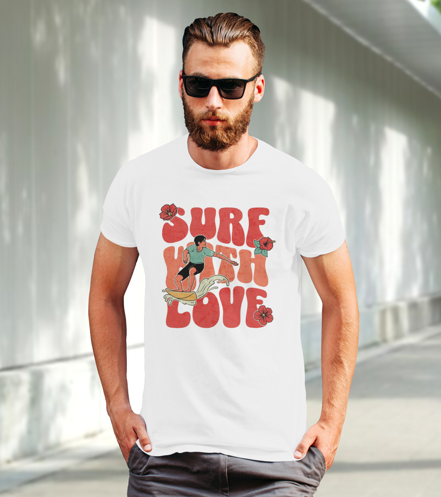 Surf With Love Hibiscus Wave Rider T-Shirt