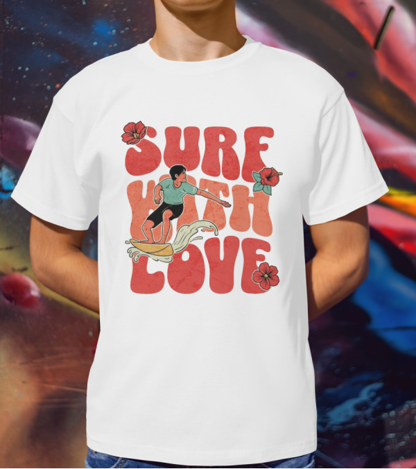 Surf With Love Hibiscus Wave Rider T-Shirt