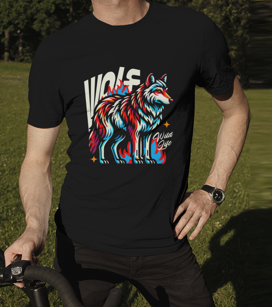 WOLF Wild Life Vivid Colorful Wolf T-Shirt