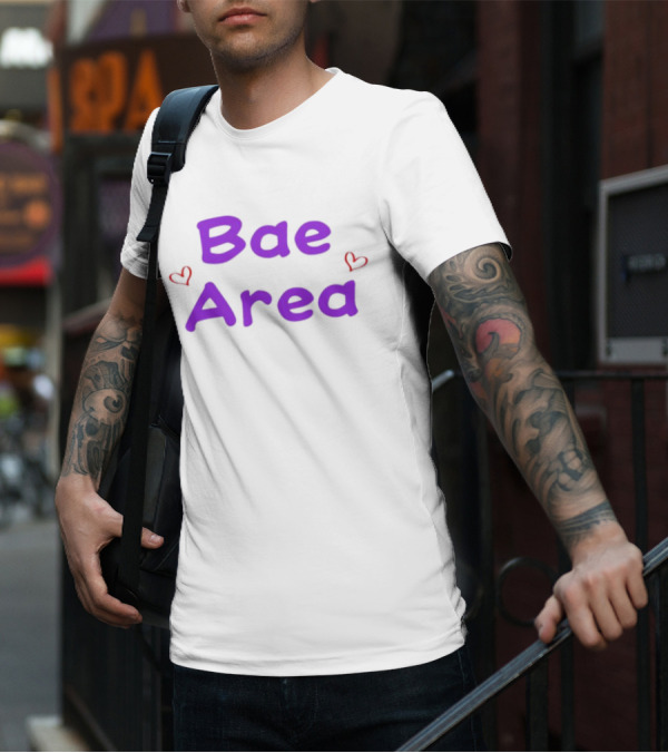 Bae Area Purple Text With Red Hearts T-Shirt