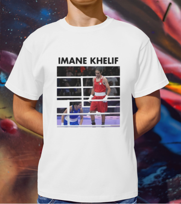 IMANE KHELIF Boxing Match Scene With Red And Blue Competitors T-Shirt