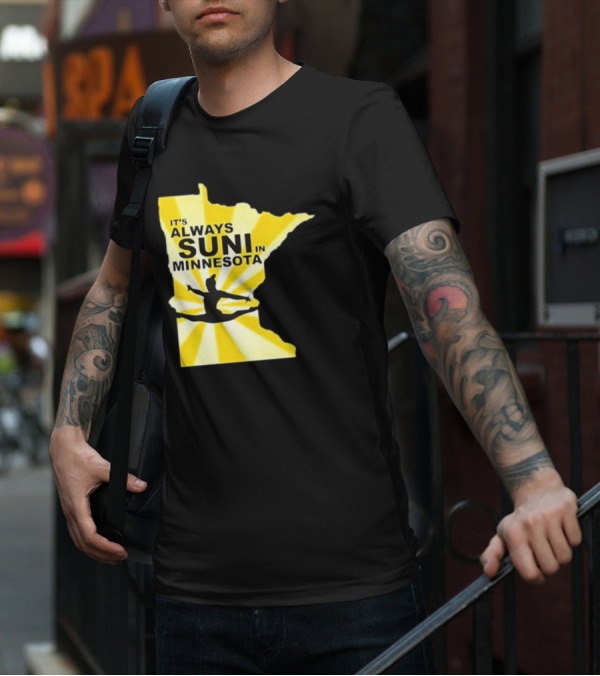 It's Always Suni In Minnesota Gymnastics Silhouette State Outline T-Shirt
