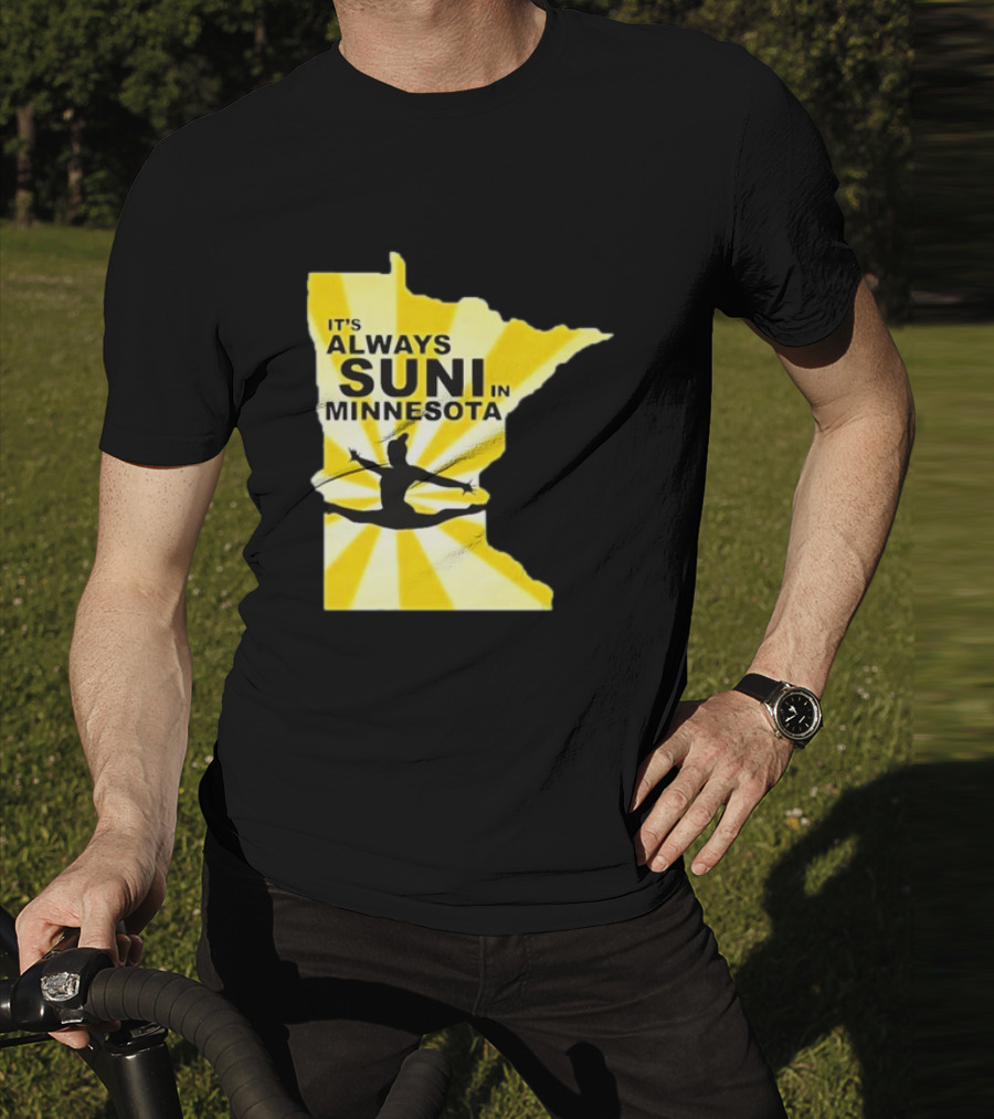It's Always Suni In Minnesota Gymnastics Silhouette State Outline T-Shirt