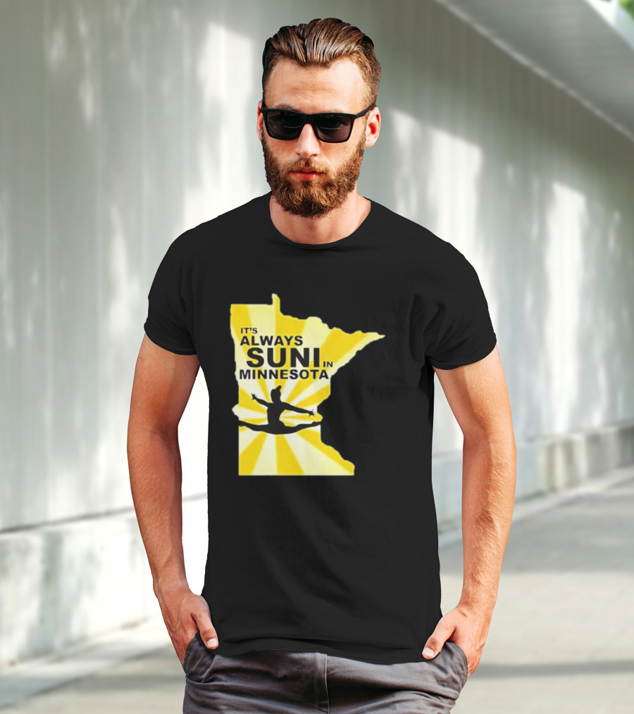 It's Always Suni In Minnesota Gymnastics Silhouette State Outline T-Shirt