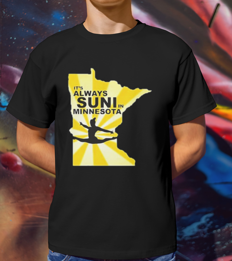 It's Always Suni In Minnesota Gymnastics Silhouette State Outline T-Shirt