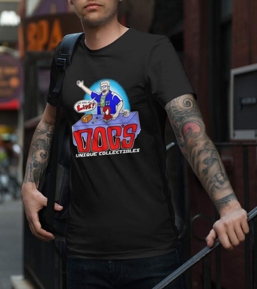 Doc's Unique Collectibles We Are Now Live CS Comic Show Enthusiast T-Shirt