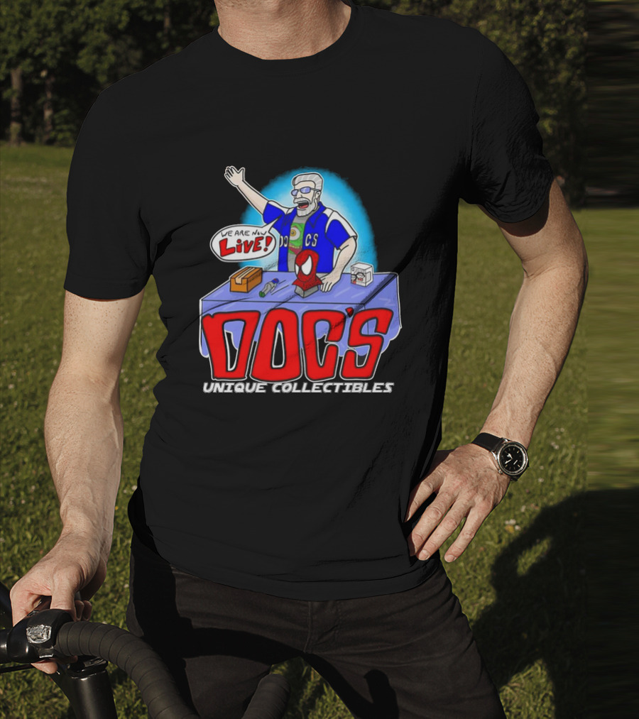 Doc's Unique Collectibles We Are Now Live CS Comic Show Enthusiast T-Shirt