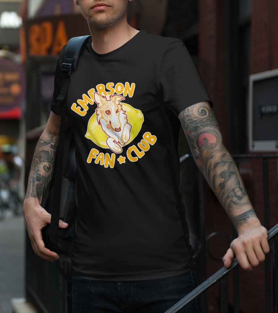 Emerson Fan Club Cute Collie Dog With Lemon T-Shirt