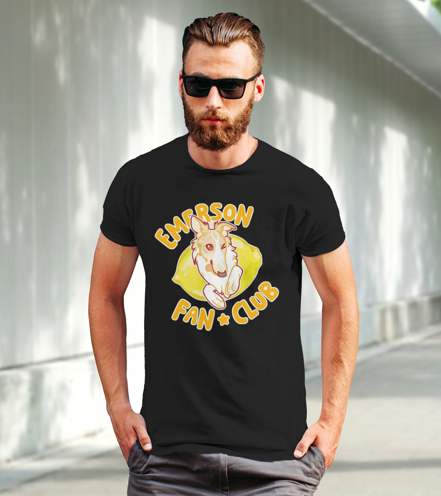 Emerson Fan Club Cute Collie Dog With Lemon T-Shirt