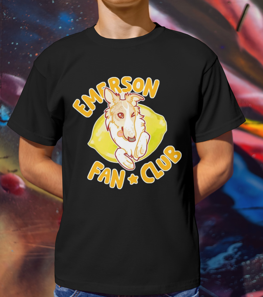 Emerson Fan Club Cute Collie Dog With Lemon T-Shirt